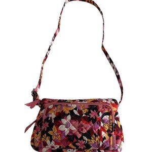 Vera Bradley Floral Quilted Crossbody Bag With Adjustable Strap & Multiple Pocke